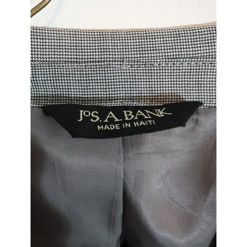 Jos A Bank Blazer Mens 48R Gray Wool Houndstooth 2 Button Notch Lapel
